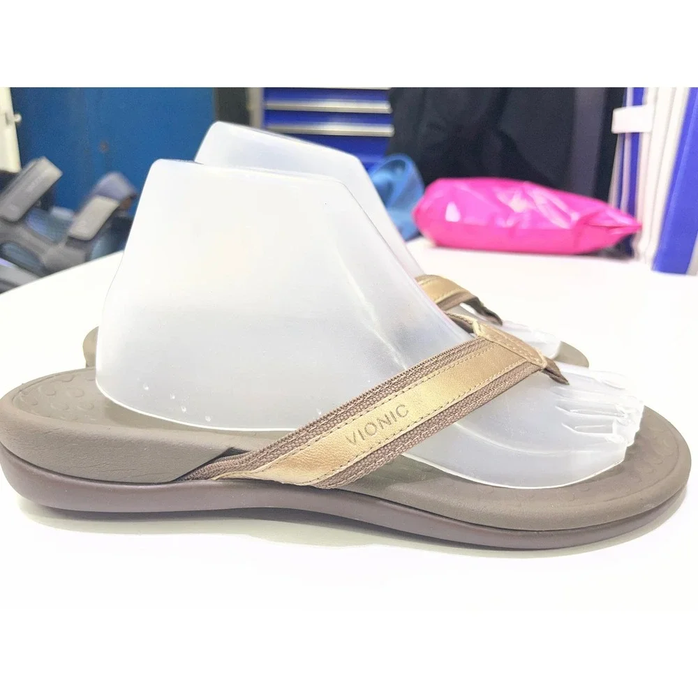 Vionic Tide Bronze Brown Orthotic Flip Flops Womens Size 9 Sandals 04-2021